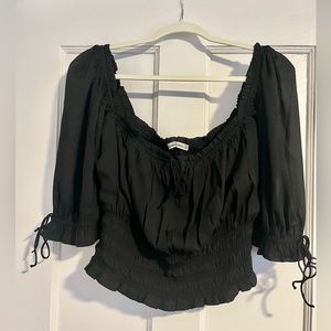Abercrombie and Fitch Black Ruched Squareneck Top